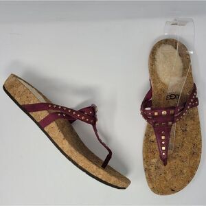 UGG Deitra Thong Sandals Purple With Studs Accents Size 8